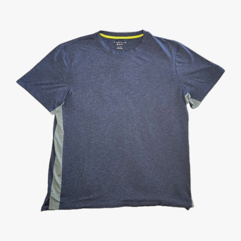 Perry Ellis Sport Mens Sz L Short Sleeve Polyester Performance T Shirt Blue
